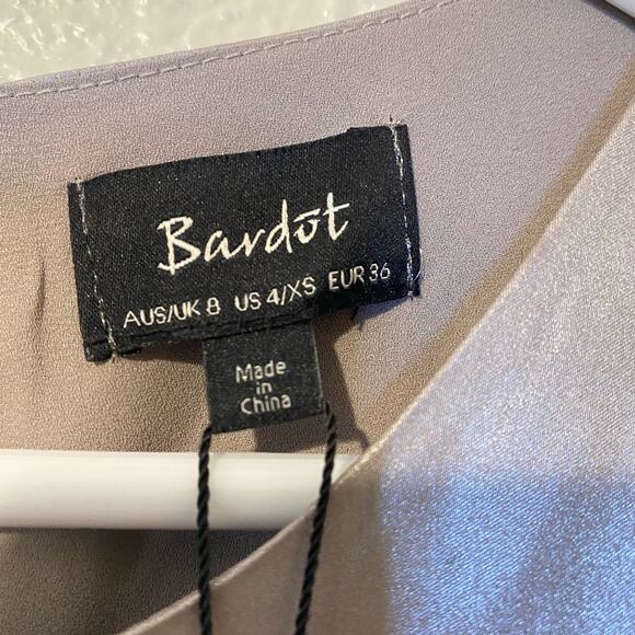Bardot Shimmer Dress Metallic Long Sleeved Sparkly Mini Party Dress Size 4 NWT - Picture 4 of 9